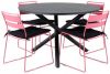 Hioshop Alma tuinmeubelset tafel Ø120cm en 4 stoel Lina roze, zwart. online kopen