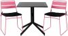 Hioshop Way tuinmeubelset tafel 70x70cm en 2 stoel Lina roze, zwart. online kopen