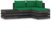 VIDAXL 4 delige Loungeset met kussens grijs ge&#xEF, mpregneerd hout online kopen