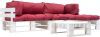 VidaXL 4 delige Loungeset pallet met rode kussens FSC hout online kopen