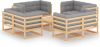 VidaXL 9 delige Loungeset met kussens massief grenenhout online kopen