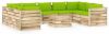 VIDAXL 10 delige Loungeset met kussens groen ge&#xEF, mpregneerd hout online kopen