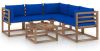VIDAXL 6 delige Loungeset met blauwe kussens ge&#xEF, mpregneerd grenenhout online kopen