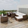 VidaXL 10 delige Loungeset Met Kussens Poly Rattan Bruin online kopen