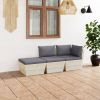 VidaXL 3 delige Loungeset met kussens pallet vurenhout online kopen