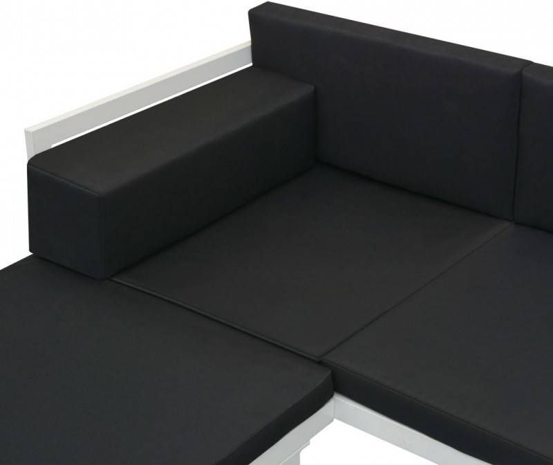 VidaXL Loungeset textileen aluminium zwart en wit 17 delig online kopen