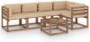 VIDAXL 6 delige Loungeset pallet met kussens ge&#xEF, mpregneerd grenenhout online kopen