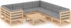 VidaXL 9 delige Loungeset met kussens massief grenenhout online kopen