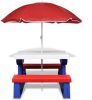 VIDAXL Kinderpicknicktafel met banken en parasol meerkleurig online kopen