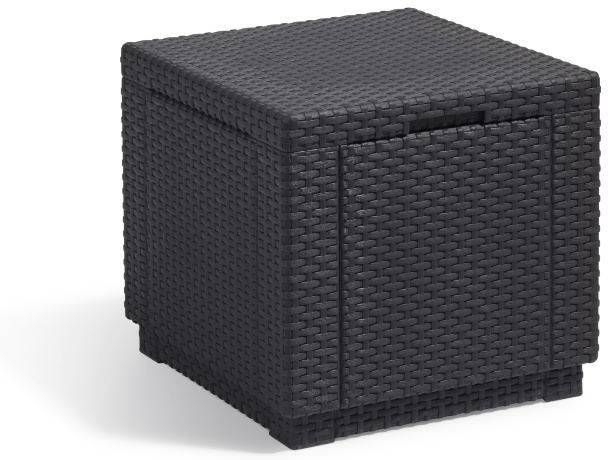Keter Allibert hocker/voetenbankje Cube incl. kussen grijs 39x42x42 cm Leen Bakker online kopen