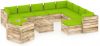 VIDAXL 12 delige Loungeset met kussens groen ge&#xEF, mpregneerd hout online kopen