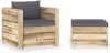 VIDAXL 2 delige Loungeset met kussens groen ge&#xEF, mpregneerd hout online kopen