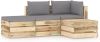 VIDAXL 4 delige Loungeset met kussens groen ge&#xEF, mpregneerd hout online kopen