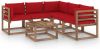 VIDAXL 6 delige Loungeset met rode kussens ge&#xEF, mpregneerd grenenhout online kopen