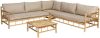 Exotan Bamboo Hoek Loungeset Hoek Loungebank + Koffietafel Incl. Kussens online kopen