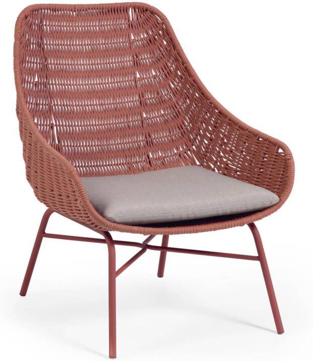 Kave Home Abeli fauteuil in terracotta touw met gegalvaniseerde online kopen